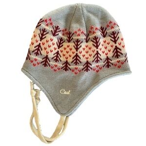 COAL HEADWEAR Ear Flap Beanie Grey/Cream/Red Winter Pattern OS NWOT